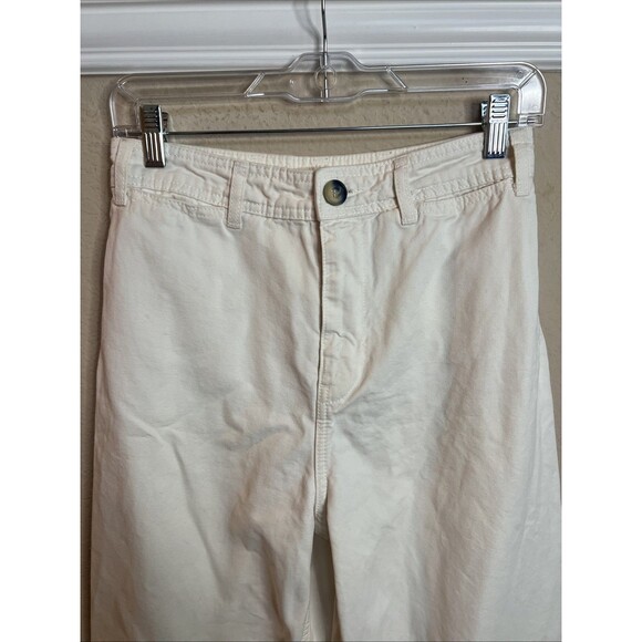 We The Free People Wide Flare Leg Jeans Womens Size 27 Cream Piper Mid Rise Crop - Picture 5 of 12